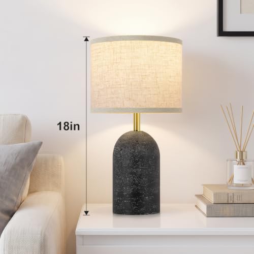 GyroVu Table Lamps Set of 2, Resin Bedside Lamps for Living Room Bedroom - color: Matte Black