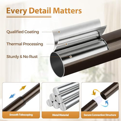 TONIAL Curtain Rods for Windows, 32 to 58 Inch, Bronze, Single Drapery Rod - color: Bronze, size: 32-58"
