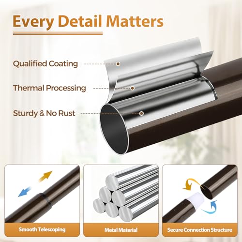 TONIAL Curtain Rods for Windows, 32 to 86 Inch, Bronze, Single Drapery Rod - color: Bronze, size: 32-86"