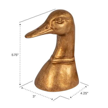 Creative Co-Op Decorative Distressed Cast Iron Duck Head Bookends, Gold - color: Gold