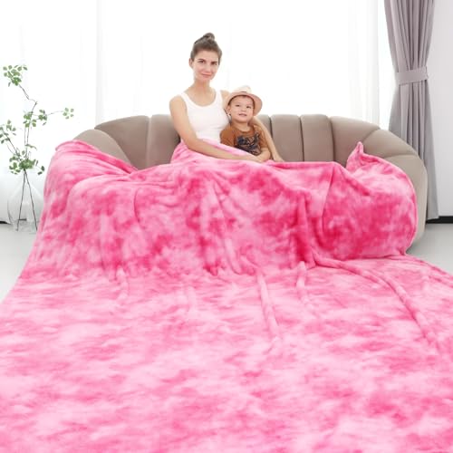 Pink Blanket Queen Size Fleece Throw, Soft Fuzzy Big Blankets for Women - color: Pink Tie Dye Blanket, size: Size 90" x 90"(228 x 228 cm)