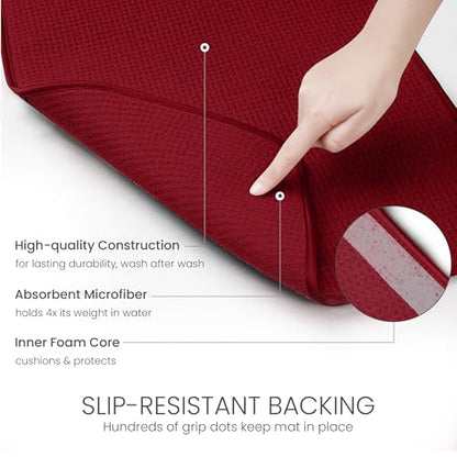 Bellemain Dish Drying Mat, Drying Matt Kitchen Counter, 17 x 24 Inch - Red - color: Red, size: 17" x 24"