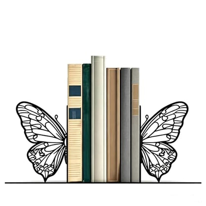 Butterfly Silhouette Metal Bookends, Black