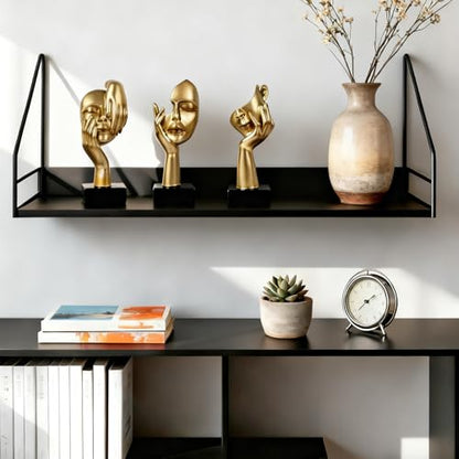 3 Pcs Thinker Statue,Modern Home Sculptures,Figurine for Bookshelf - color: 3 Pcs Gold-2