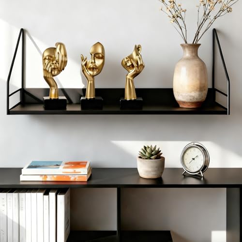 3 Pcs Thinker Statue,Modern Home Sculptures,Figurine for Bookshelf - color: 3 Pcs Gold-2