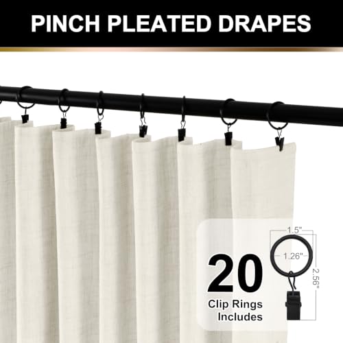 100% Blackout Shield Linen Textured Total Blackout Curtains 84 Inches Long - color: Alba | Beige White, size: 50"W x 84"L (Pack of 2)