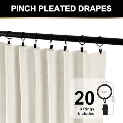 100% Blackout Shield Linen Textured Total Blackout Curtains 90 Inches Long - color: Alba | Beige White, size: 50"W x 90"L (Pack of 2)