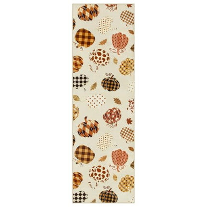 2.5x8 Beige Halloween Fall Pumpkin Hallway Runner Rug for Kitchen Entryway - color: Beige2 - Pumpkin, size: 2'6" x 8' (Rectangular)
