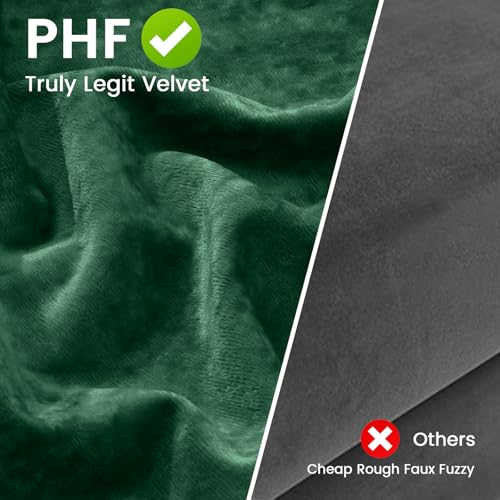 PHF Truly Velvet Pillowcases King Size 20" x 36", Emerald Green, No Insert - color: Emerald Green, size: 36" x 20" (Pack of 2)