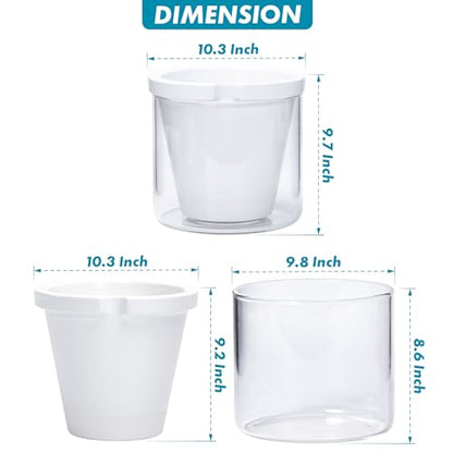 D'vine Dev Self-Watering White Terracotta Planter Pot, 10 in, 37-X-D-2 - color: White, size: 10 Inch