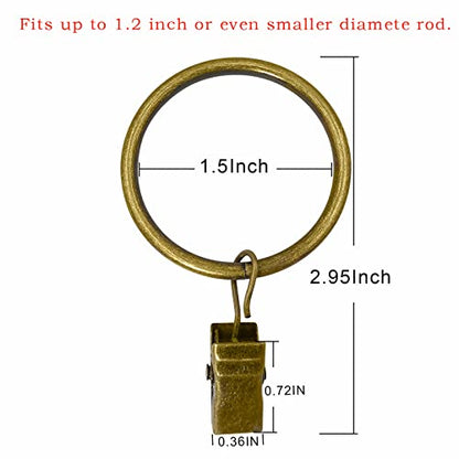 LLPJS Curtain Rings with Clips, 1.5 inch ID, 40 Pack, Bronze - color: Bronze, size: 1.5" I D Set of 40