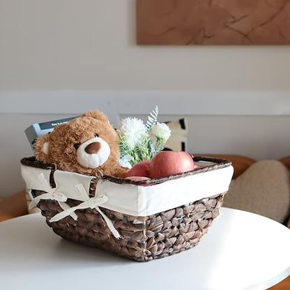 GYASVWU Wicker Picnic Baskets with Handles, Water Hyacinth Basket for Picnic, Wicker Storage Basket for Bread/Flowers/Gift/Wedding/Camping/Farmhouse (Brown) - color: Brown