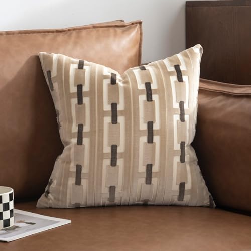 Living Room Decor Couch Throw Pillow Covers with Square 18 * 18 Set of 2 for Cozy Home Bed and Textured Velvet (Light Coffee) - color: Light Coffee