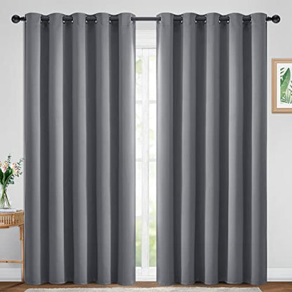 Yakamok Grey Room Darkening Curtains 70x84 inch Gray Grommet-Living Room - color: Grey, size: 70"W x 84"L (Pack of 2)