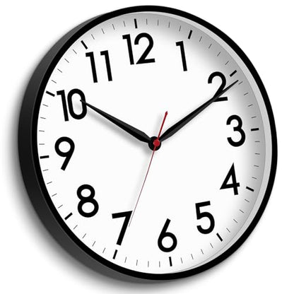 AKCISOT 16 Inch Wall Clock, Silent Battery Operated Analog Clock, Black - color: A_black, size: 16 Inch