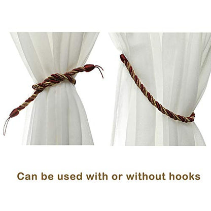 BEL AVENIR Curtain Tiebacks Ropes Tie-Backs,Handmade Holdbacks(Mix Red,4P) - color: Mix Red, size: 4pack
