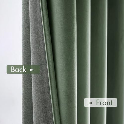 MIULEE Sage Green Blackout Velvet Curtains Drapes 63 Inch Long 52"x63" - color: Sage Green, size: 52"W x 63"L (Pack of 2)