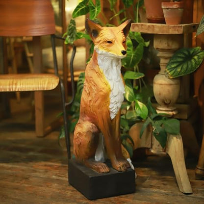 GENUINQ 30'' H Sitting Fox Statue Sculpture Garden Outdoor Decor