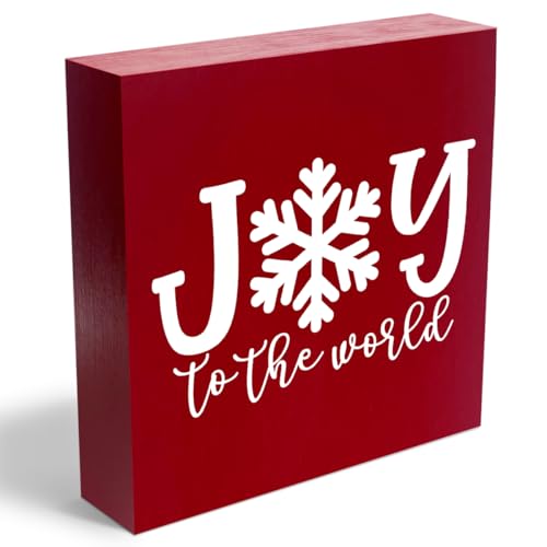 Christmas Decor Desk Decor Joy to The World Sign Accessories Christmas Decorations for Home Office Shelf Table Desk Gifts for Women 5 x 5 Inch (Red) - color: Merry Christmas15