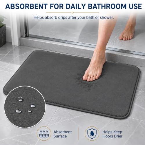 Bathroom Rugs Extra Soft Memory Foam Bath Mat Sets 3 Piece Non Slip Absorbent & Dry Living Mat Sets Washable Bath Carpets with Toilet Rug,Bath Rugs for Bathroom,Tub,Shower,Kitchen,Bedroom - color: Graphite Gray
