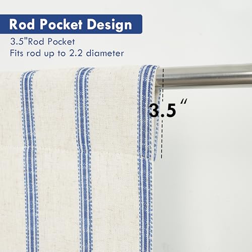 DriftAway Farmhouse Double Layer Linen Blackout Tie Up Curtains Thermal Insulated Vertical Striped Fully Lined Balloon Roman Shade Bathroom Window Adjustable Rod Pocket 31 Inch by 47 Inch Navy - color: Navy Blue, size: 31"W x 47"L (Pack of 1)