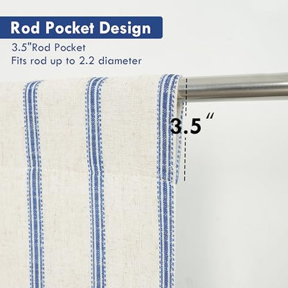 DriftAway Farmhouse Double Layer Linen Blackout Tie Up Curtains Thermal Insulated Vertical Striped Fully Lined Balloon Roman Shade Bathroom Window Adjustable Rod Pocket 31 Inch by 47 Inch Navy - color: Navy Blue, size: 31"W x 47"L (Pack of 1)