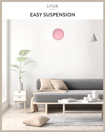 LUUK LIFESTYLE Modern Silent Quartz Wall Clock, 10in, Pink & Gold | Simple & Trendy, Gifting ideas, Analog, Easy-to-read, Battery operated, Wall mount, Mantel display, Bedroom, Bathroom - color: Rose, 10"