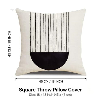 IcosaMro Black and White Boho Throw Pillow Covers 18x18 Set of 4 Beige - color: Mid Century Arched Geometry