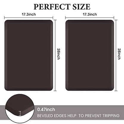 HappyTrends 2 PCS Kitchen Mat Cushioned Anti-Fatigue Floor Mat - color: Chocolate, size: 17.3"x28"+17.3"x28"