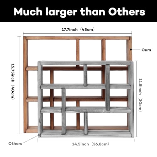 17.7x15.7-Inch Shadow Box Shelf 9-Slot Rustic Wood Floating Shelves Larger Shelf Lightweight Solid Wood Display(9C-Brown) - color: 9c-brown, size: 1 PCS