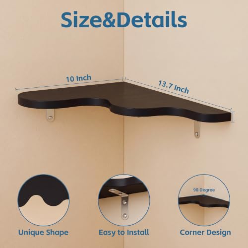 Cute Cloud Corner Shelves - Set of 2 Black Wooden Floating Corner Shelves Wall Mounted, 90-Degree Space-Saving Nursery Shelves with Brackets, Kids Room Decor for Bedroom,Living Room,Bathroom - color: A-black Cloud Corner Shelves, size: 2-Tier