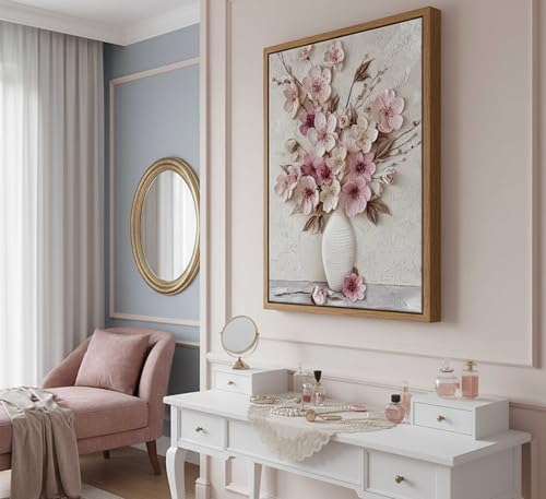 Framed Pink Floral Canvas Wall Art - color: Framed, size: 16"L x 12"W