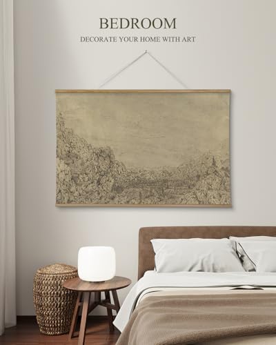 ARPEOTCY Extra Large Framed Wall Art, Sketch Mountain Landscape, 36x54 In - color: Sketch the Valley