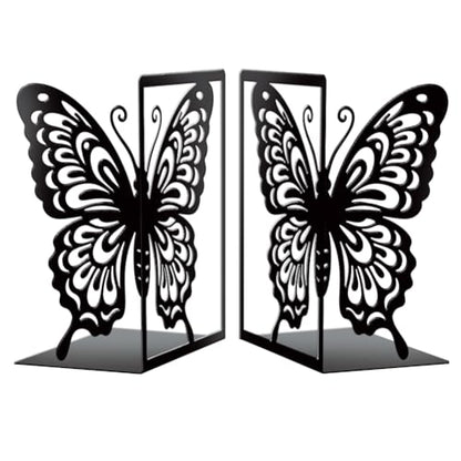 Peacoblue 5.5"x4.3"x8.3" Metal Bookends, Heavy Duty Book Ends for Shelves - style: Butterfly