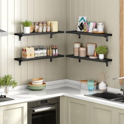HOOBRO Floating Shelves for Wall, 23.6" Wall Mounted Shelves Set of 2 - color: Black, size: 23.6 Inches