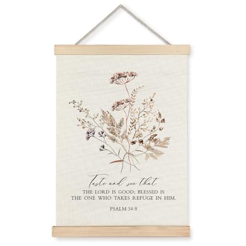 Supwhd Boho Floral Christian Wall Art with Wooden Poster Hanger, God is Good Bible Verses Posters Wall Art Decor, Christian Wall Decor for Home Room, 16x24 - color: God is Good, size: 24"L x 16"W