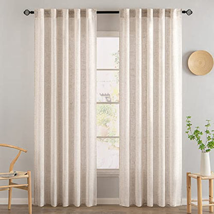 MIULEE Natural White Linen Curtains 52x80 Inch Length Soft Thick Linen - color: Natural Linen White, size: 52"W x 80"L (Pack of 2)