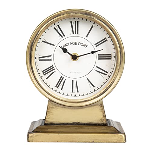 Creative Co-Op Decorative Metal Mantel Clock, Gold Finish - color: Gold Finish