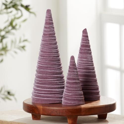 Your Heart's Content Set of 3 Velvet Trees Mulberry, Winter Wedding Centerpiece, Valentine Tree Tabletop, Handcrafted Holiday Entryway, Cozy Winter Home, Artisan Gift for (Mulberry) - color: Mulberry