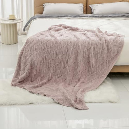Premium Minky Throw Blanket, Soft Plush Lightweight Cozy Touch - color: Argyle Knit Beige, size: Throw(50″x60″)
