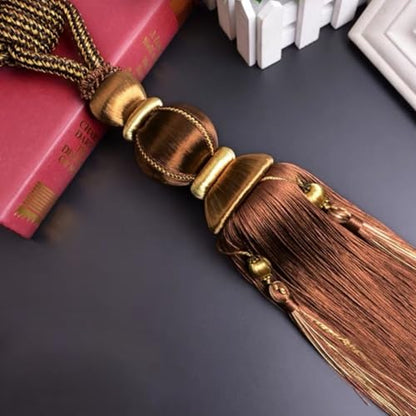 Paired Lantern Single Hanging Ball Tassels Curtains Buckle Sling Binding Lantern Tiebacks Handcrafted Braided Buckle Drapery Curtain Holdbacks Window Treatments for Home 2 Pack - color: Dark Coffee, size: 11.81 inches