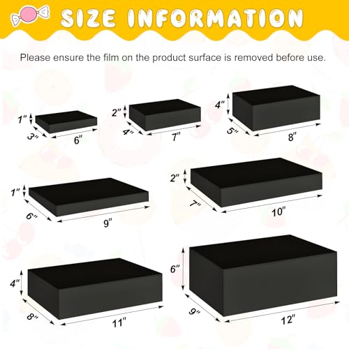 Leinuosen 7 Pcs Large Acrylic Buffet Risers, 6-12" Rectangle, Black - color: Black, size: 6" to 12", style: Rectangle