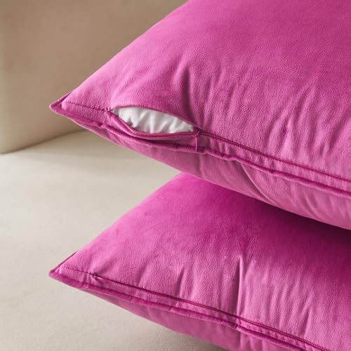 MIULEE Decorative Hot Pink Velvet Throw Pillow Covers for Couch 18x18 Inch - color: Hot Pink, size: 18" x 18" (Pack of 2)