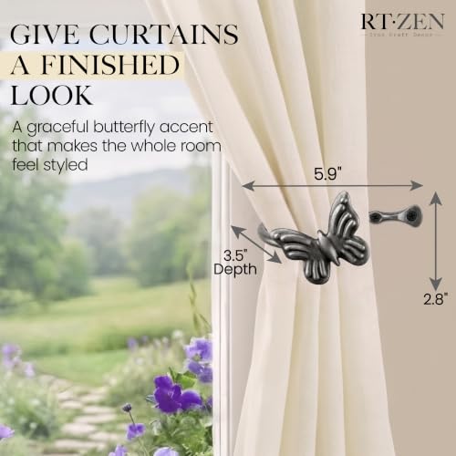 RTZEN Metal Curtain Tiebacks, Drapery Holders for Wall, 2 Pcs - size: Medium, style: Butterfly - BZ