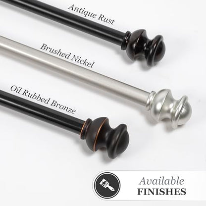 Kenney Kendall Knob Window Curtain Rod, Adjustable 48-86 Inch, Oil Rubbed Bronze - color: Oil Rubbed Bronze, size: 48-86"