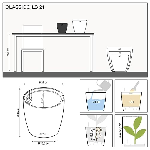 Lechuza 16023 Classico LS 21 Self-Watering Planter, Charcoal Metallic - color: Charcoal Metallic, size: D21 H20 cm