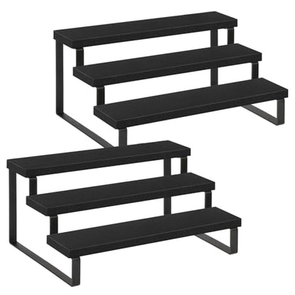 YINMIT Wooden Display Riser Stand, Tiered Perfume and Cologne Organizer Stand, 3 Tier Spice Rack Organizer, Rustic Display Shelf for Candles (3 Tier,2Pack,Black) - color: 3 Tier,2 Pack,Black