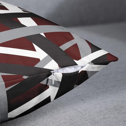Emvency Throw Pillow Covers Set of 2, 18 x 18 Inch, Striped Retro Burgundy - color: Burgundy Red, size: 18" x 18" (Pack of 2)