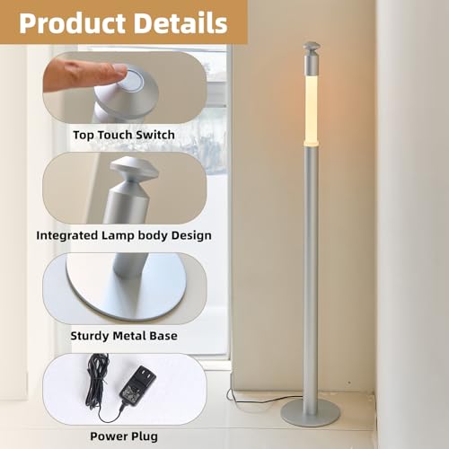 Modern LED Corner Floor Lamp, Slim Minimalist Floor Lamp