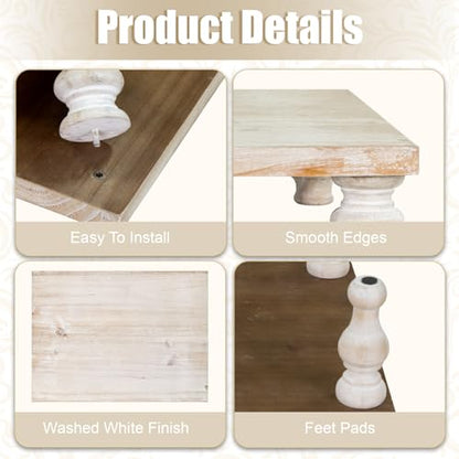 MAONAME Wood Display Risers Distressed, Wash White Wooden Pedestal Stand